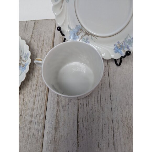 Haviland Limoges Bergere Set 2 Tea Cup and Saucer Vintage Blue Flowers France - Picture 5 of 13